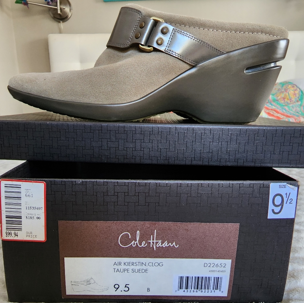 Cole Haan Air Kierstin Clog Taupe Suede 9.5
